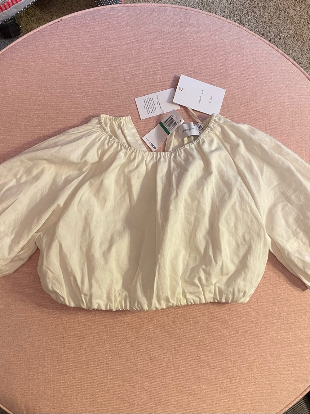 Cream Puff-Sleeve Cropped Top - SZ L/8 Significant Other